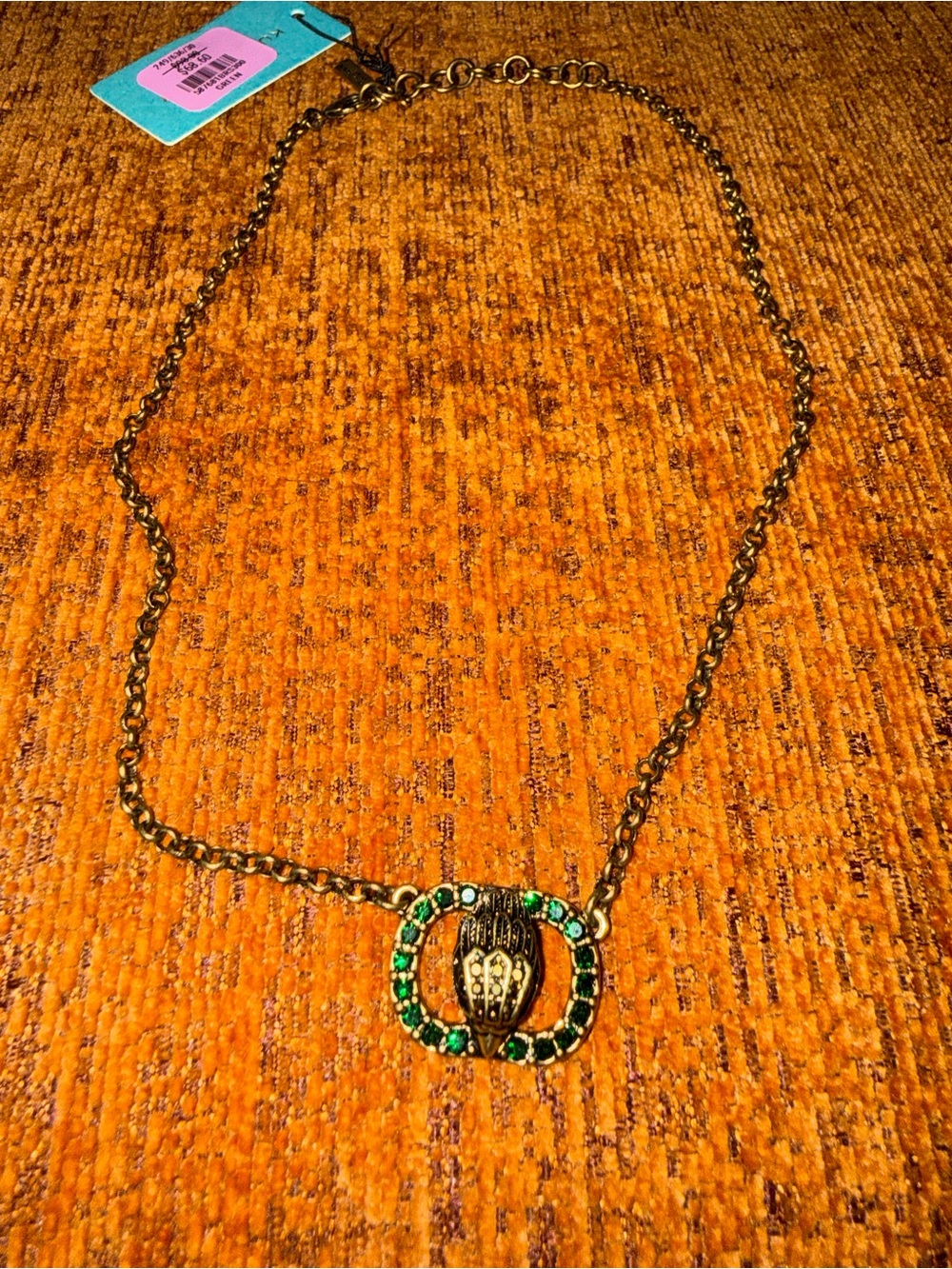 Kurt Geiger Bronze-Tone Necklace with Green Crystal Accents